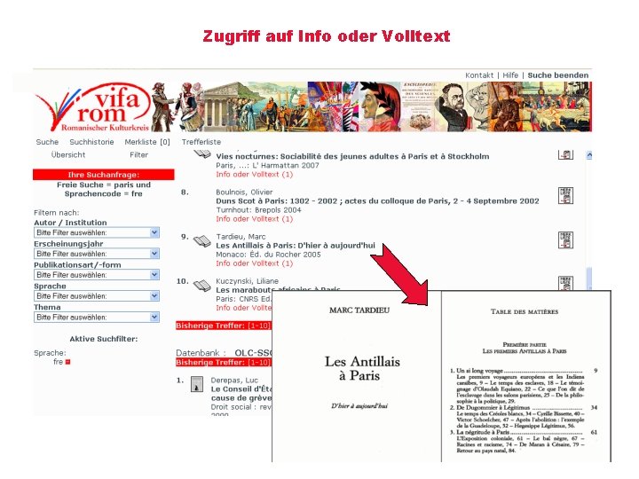 Zugriff auf Info oder Volltext 