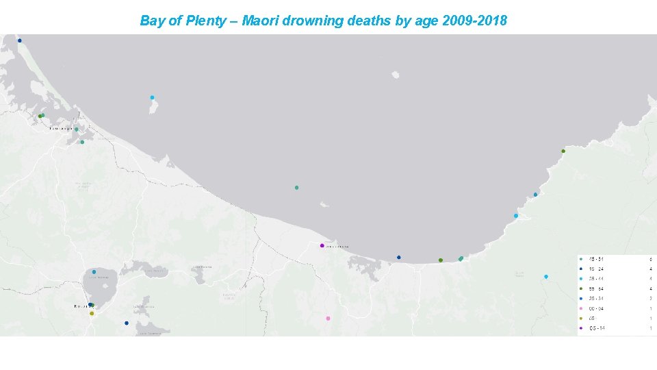 Bay of Plenty – Maori drowning deaths by age 2009 -2018 