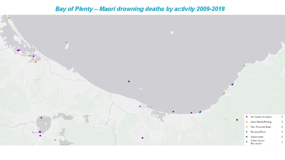Bay of Plenty – Maori drowning deaths by activity 2009 -2018 