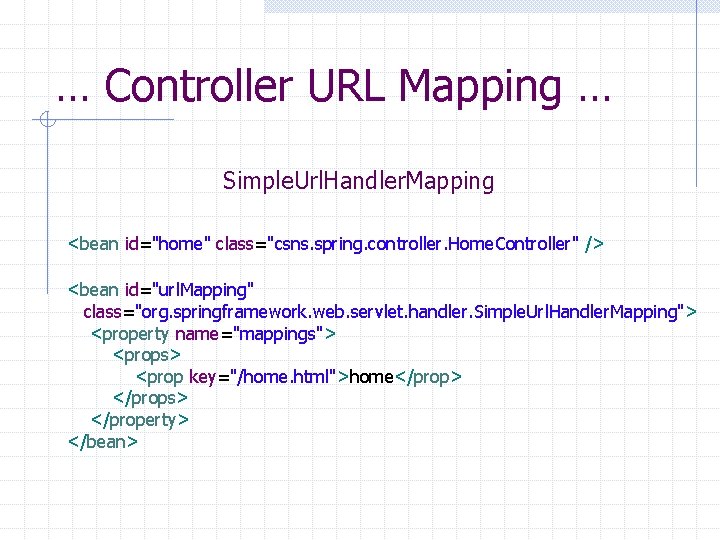 … Controller URL Mapping … Simple. Url. Handler. Mapping <bean id="home" class="csns. spring. controller.