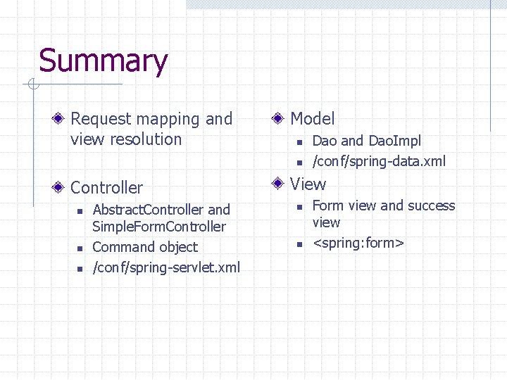 Summary Request mapping and view resolution Model n n Controller n n n Abstract.