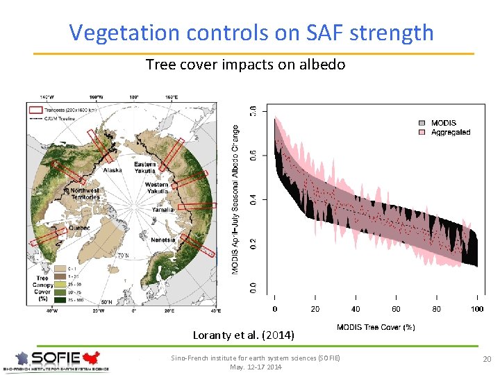 Vegetation controls on SAF strength Tree cover impacts on albedo Loranty et al. (2014)