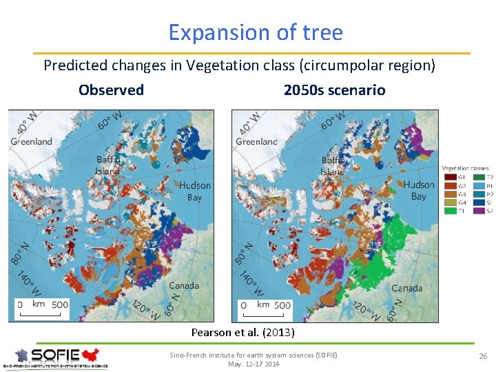 Expansion of tree Predicted changes in Vegetation class (circumpolar region) Observed 2050 s scenario