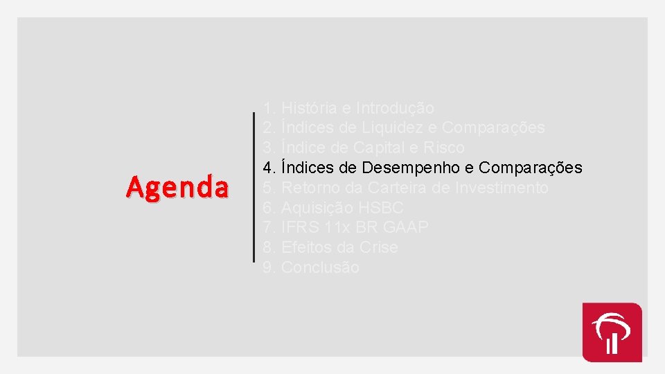 Agenda 1. História e Introdução 2. Índices de Liquidez e Comparações 3. Índice de