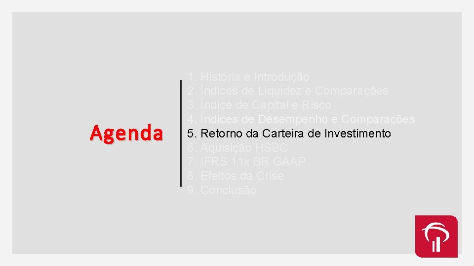 Agenda 1. História e Introdução 2. Índices de Liquidez e Comparações 3. Índice de