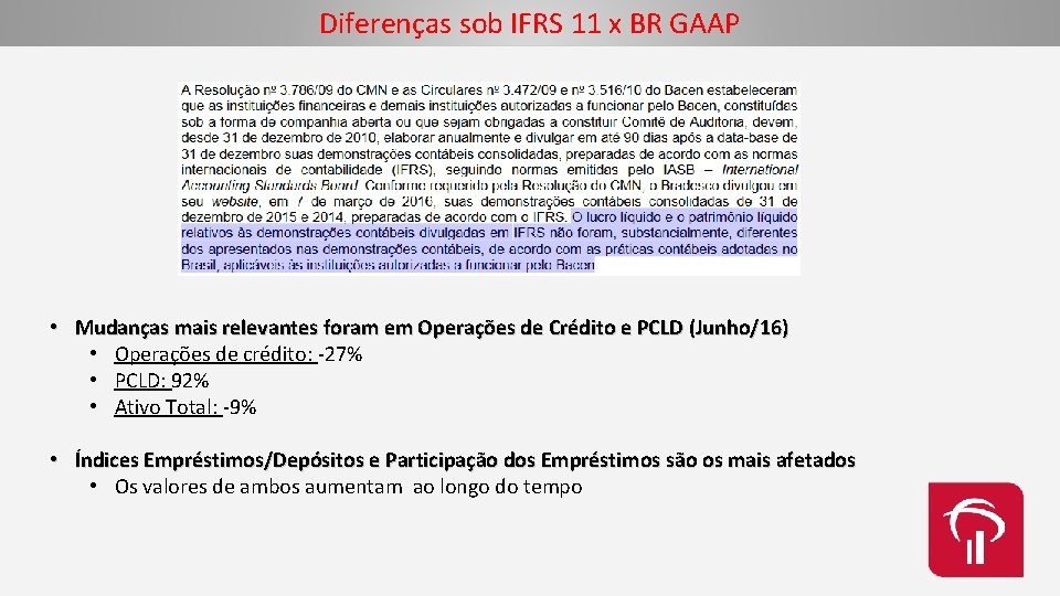 Diferenças sob IFRS 11 x BR GAAP • Mudanças mais relevantes foram em Operações