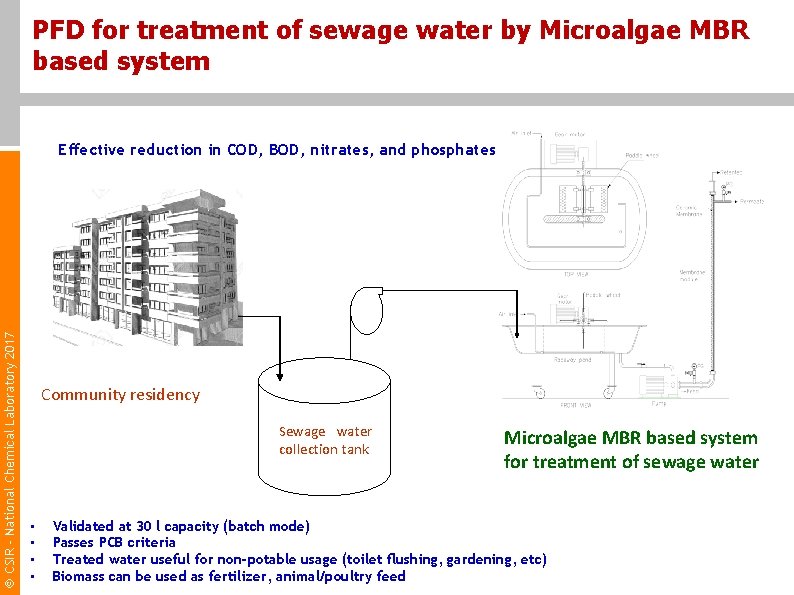 PFD for treatment of sewage water by Microalgae MBR based system CSIR - National