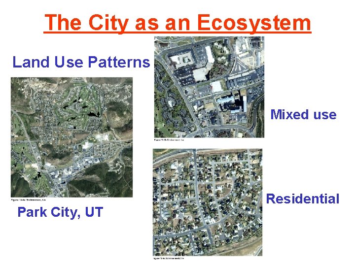 The City as an Ecosystem Land Use Patterns Mixed use Park City, UT Residential