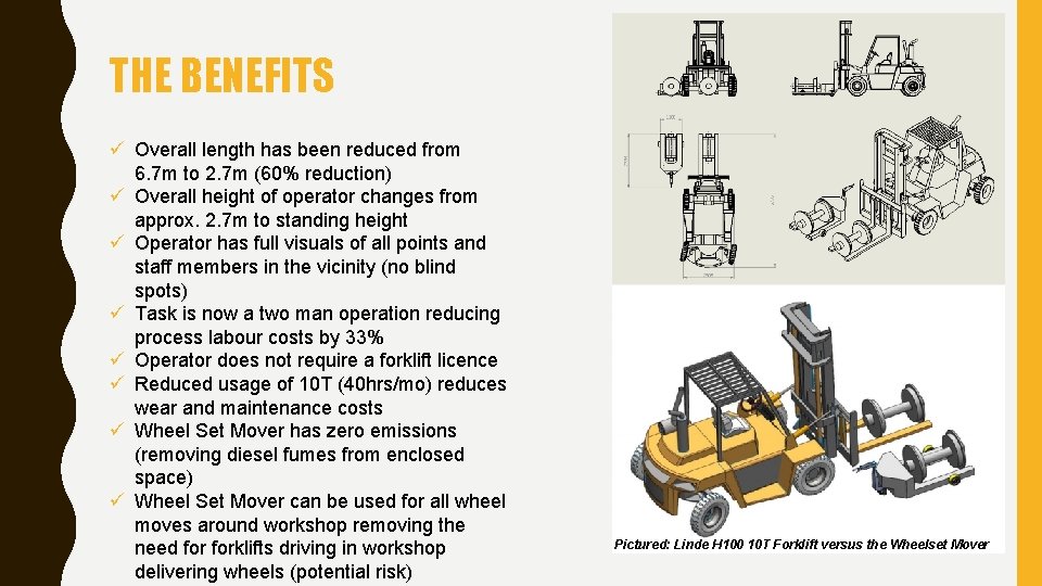 THE BENEFITS ü Overall length has been reduced from 6. 7 m to 2.