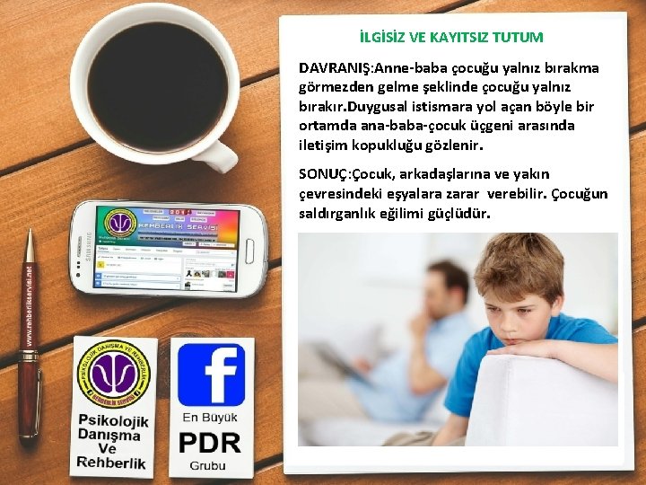 İLGİSİZ VE KAYITSIZ TUTUM DAVRANIŞ: Anne-baba çocuğu yalnız bırakma görmezden gelme şeklinde çocuğu yalnız