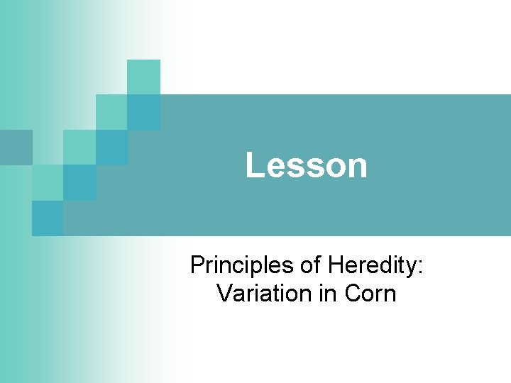 Lesson Principles of Heredity: Variation in Corn 