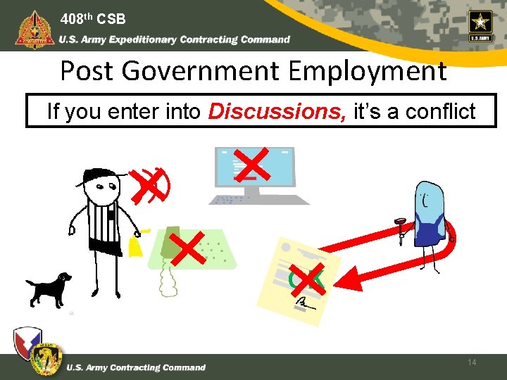 408 th CSB Post Government Employment If you enter into Discussions, it’s a conflict
