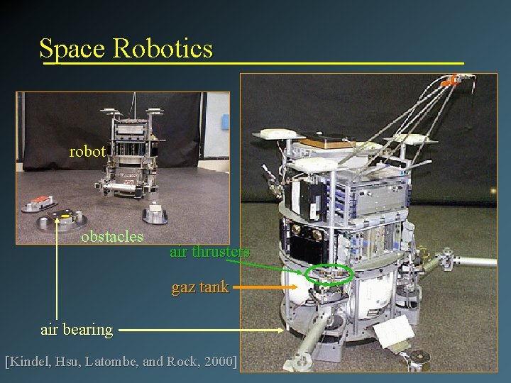 Space Robotics robot obstacles air thrusters gaz tank air bearing [Kindel, Hsu, Latombe, and