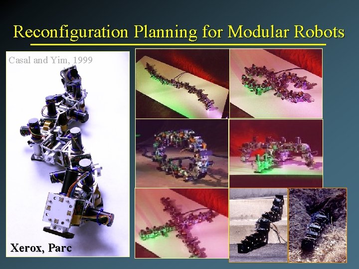 Reconfiguration Planning for Modular Robots Casal and Yim, 1999 Xerox, Parc 