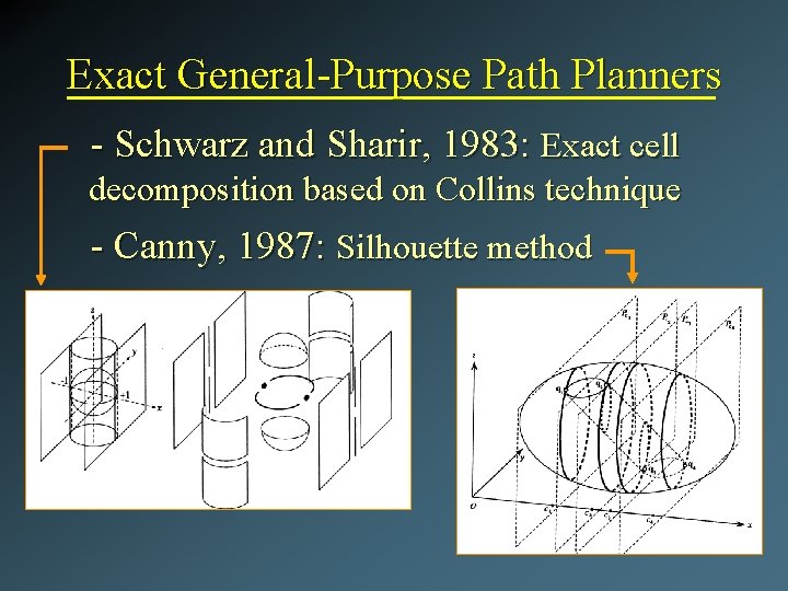 Exact General-Purpose Path Planners - Schwarz and Sharir, 1983: Exact cell decomposition based on