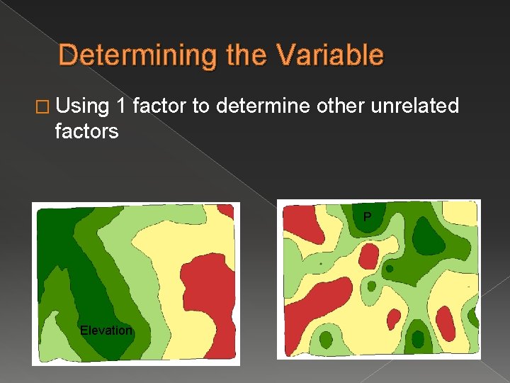 Determining the Variable � Using 1 factor to determine other unrelated factors P P