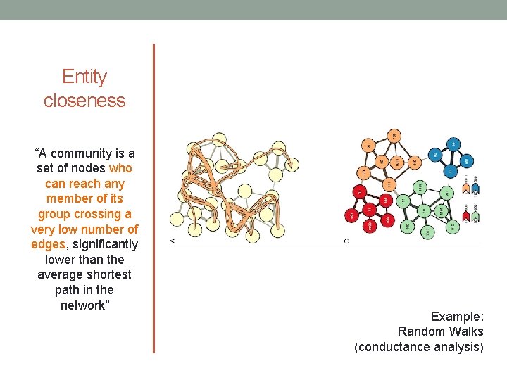 Entity closeness “A community is a set of nodes who can reach any member