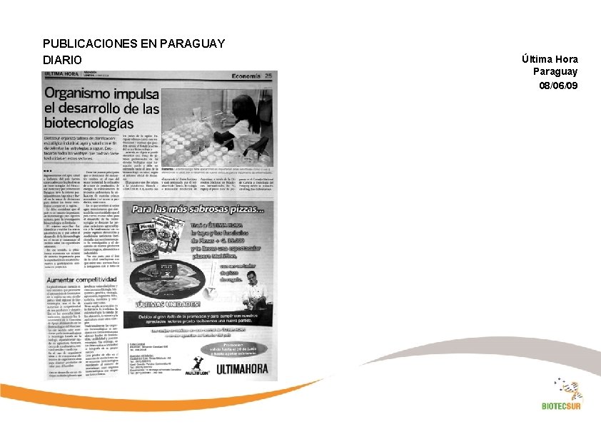 PUBLICACIONES EN PARAGUAY DIARIO Última Hora Paraguay 08/06/09 