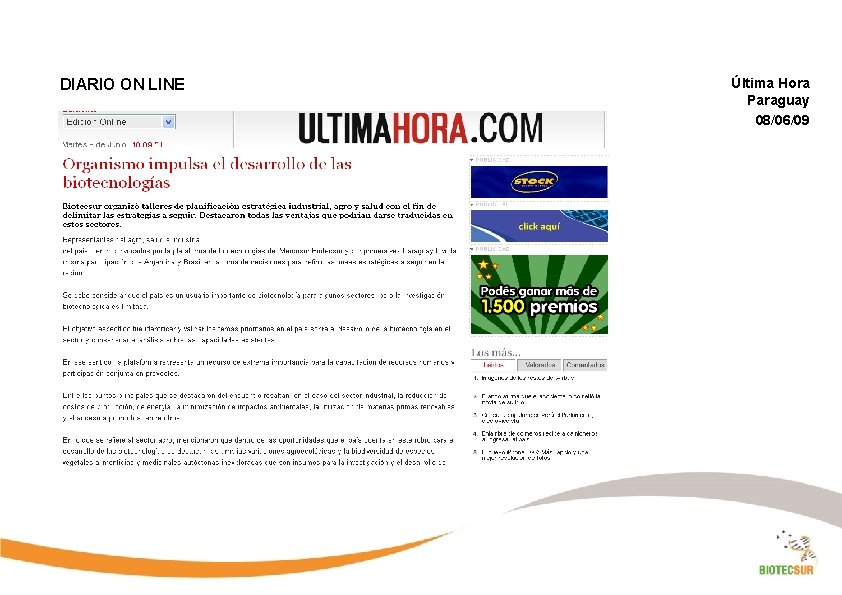 DIARIO ON LINE Última Hora Paraguay 08/06/09 