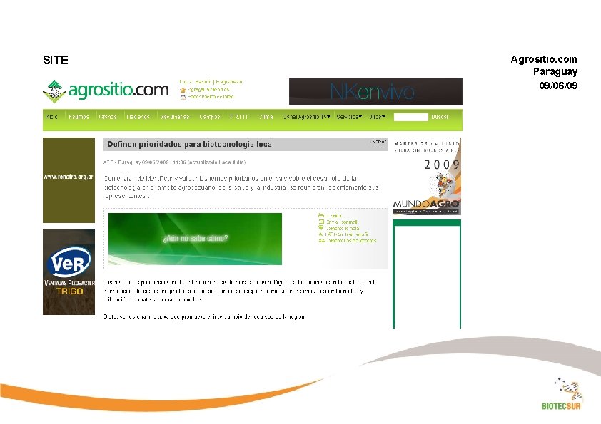 SITE Agrositio. com Paraguay 09/06/09 