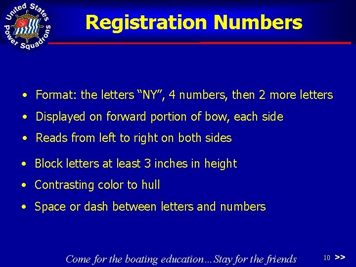 Registration Numbers • Format: the letters “NY”, 4 numbers, then 2 more letters •