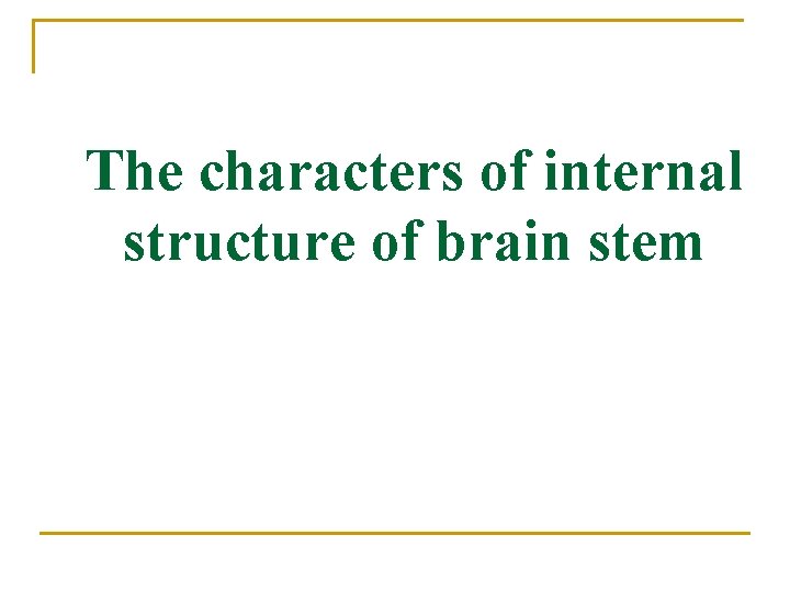 The characters of internal structure of brain stem 