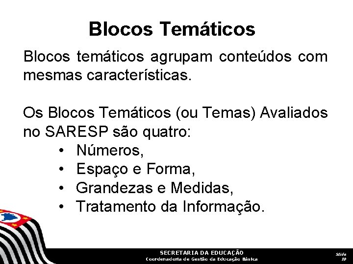 Blocos Temáticos Blocos temáticos agrupam conteúdos com mesmas características. Os Blocos Temáticos (ou Temas)