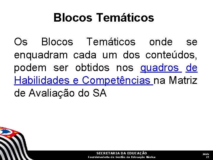 Blocos Temáticos Os Blocos Temáticos onde se enquadram cada um dos conteúdos, podem ser