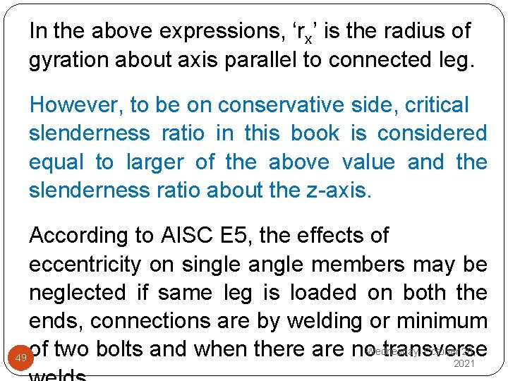In the above expressions, ‘rx’ is the radius of gyration about axis parallel to