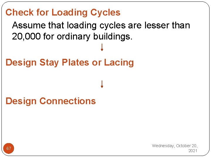 Check for Loading Cycles Assume that loading cycles are lesser than 20, 000 for