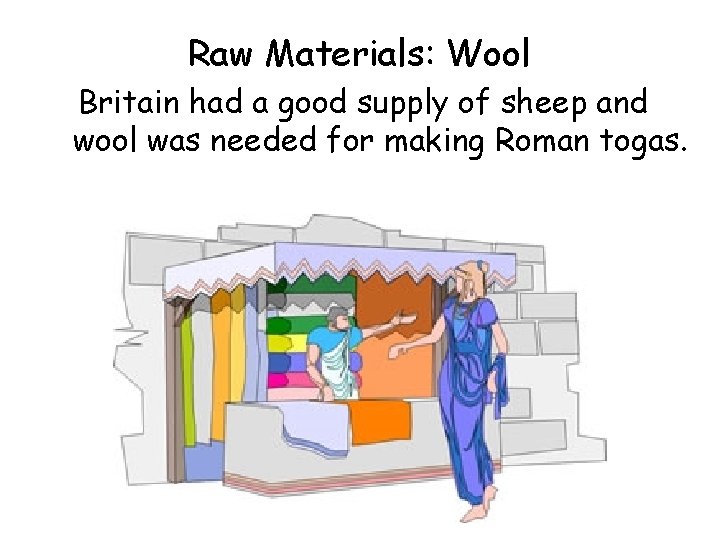 Raw Materials: Wool Britain had a good supply of sheep and wool was needed