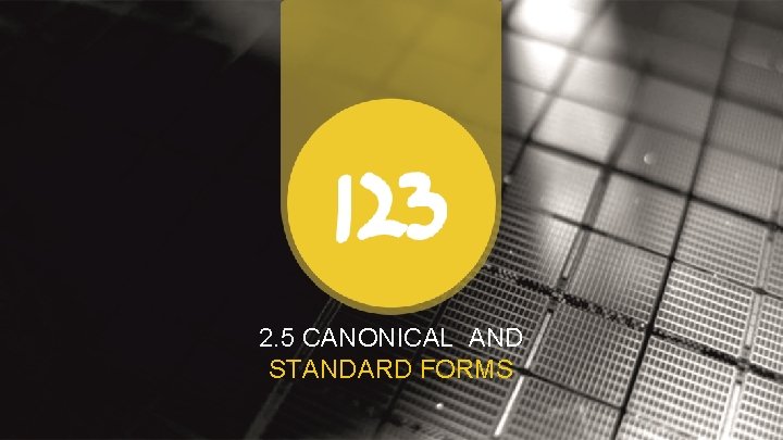 2. 5 CANONICAL AND STANDARD FORMS 2. 5 CANONICAL AND STANDARD FORMS