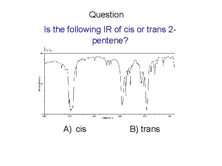 Question Is the following IR of cis or trans 2 pentene? A) cis B)