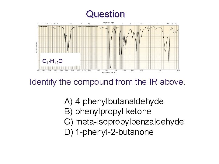 Question C 10 H 12 O Identify the compound from the IR above. A)