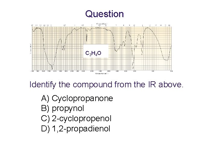 Question C 3 H 4 O Identify the compound from the IR above. A)