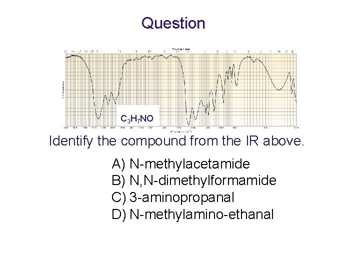 Question C 3 H 7 NO Identify the compound from the IR above. A)