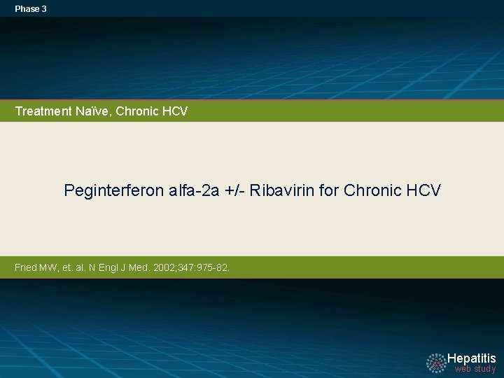 Phase 3 Treatment Naïve, Chronic HCV Peginterferon alfa-2 a +/- Ribavirin for Chronic HCV