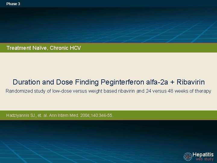 Phase 3 Treatment Naïve, Chronic HCV Duration and Dose Finding Peginterferon alfa-2 a +