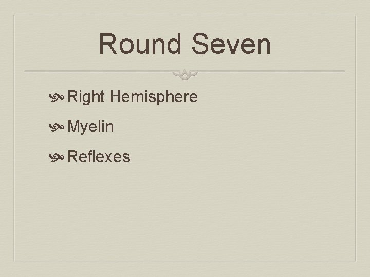 Round Seven Right Hemisphere Myelin Reflexes 