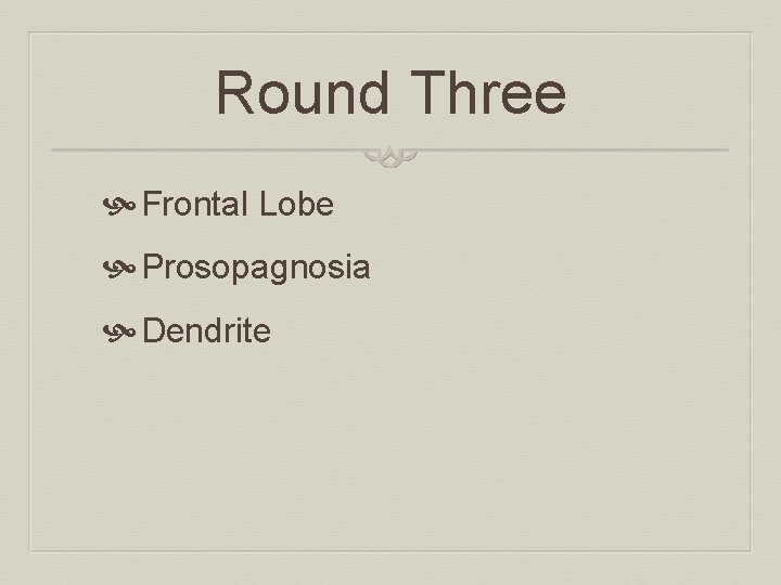 Round Three Frontal Lobe Prosopagnosia Dendrite 