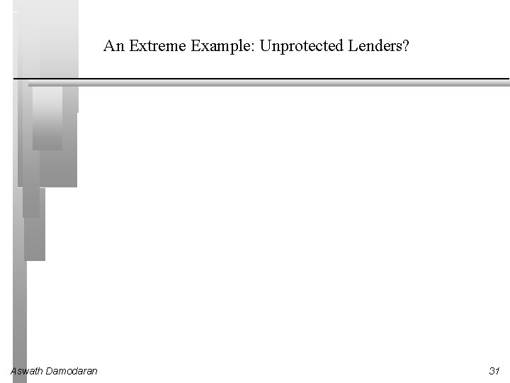 An Extreme Example: Unprotected Lenders? Aswath Damodaran 31 