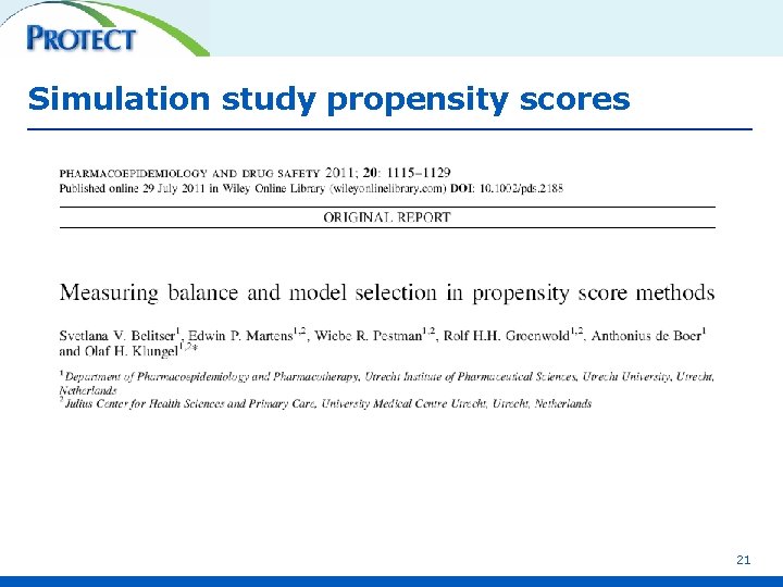 Simulation study propensity scores 21 