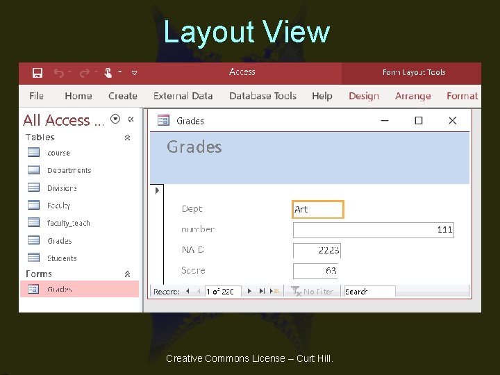 Layout View Creative Commons License – Curt Hill. Layout View Creative Commons License – Curt Hill.