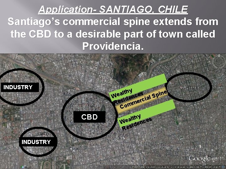 Application- SANTIAGO, CHILE Santiago’s commercial spine extends from the CBD to a desirable part