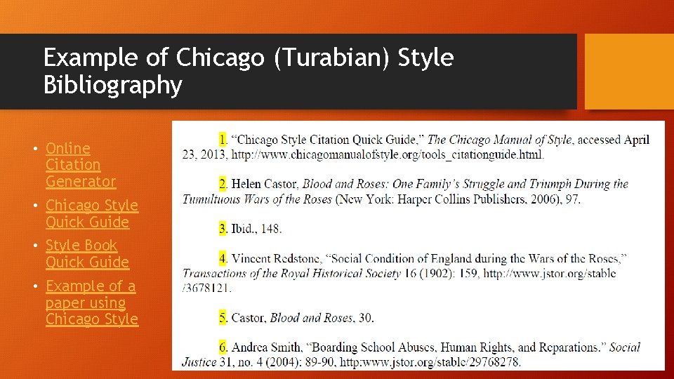 Example of Chicago (Turabian) Style Bibliography • Online Citation Generator • Chicago Style Quick