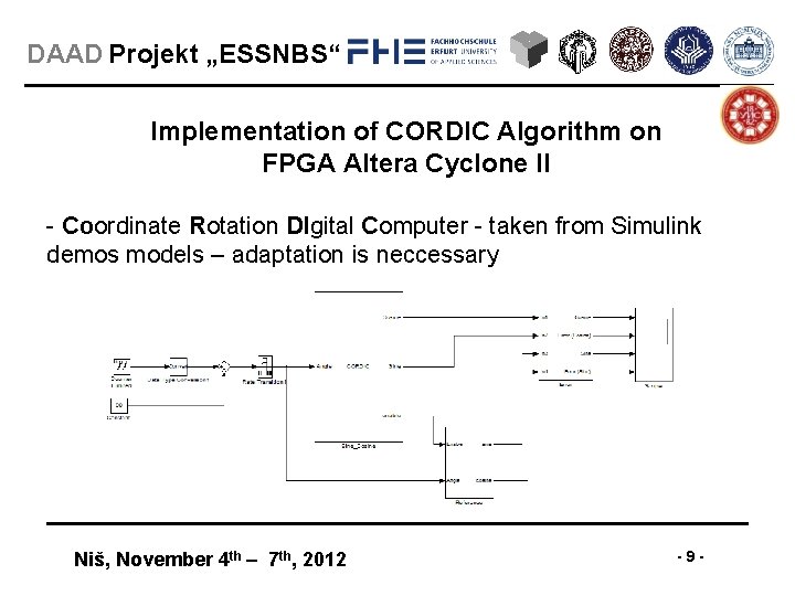 DAAD Projekt „ESSNBS“ Implementation of CORDIC Algorithm on FPGA Altera Cyclone II - Coordinate DAAD Projekt „ESSNBS“ Implementation of CORDIC Algorithm on FPGA Altera Cyclone II - Coordinate