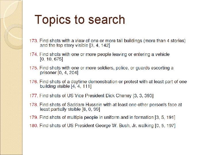 Topics to search 