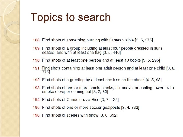 Topics to search 