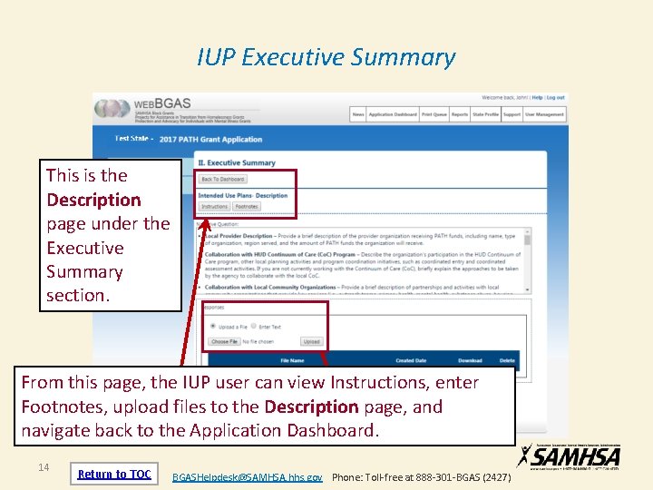 IUP Executive Summary This is the Description page under the Executive Summary section. From