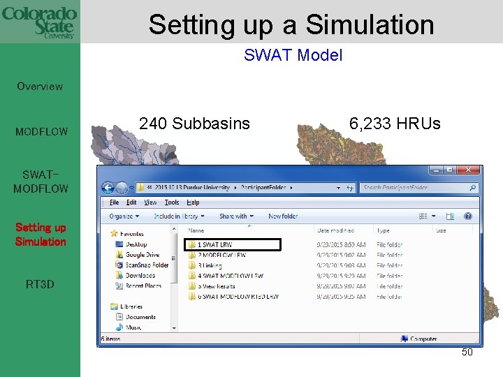 Setting up a Simulation SWAT Model Overview MODFLOW 240 Subbasins 6, 233 HRUs SWATMODFLOW